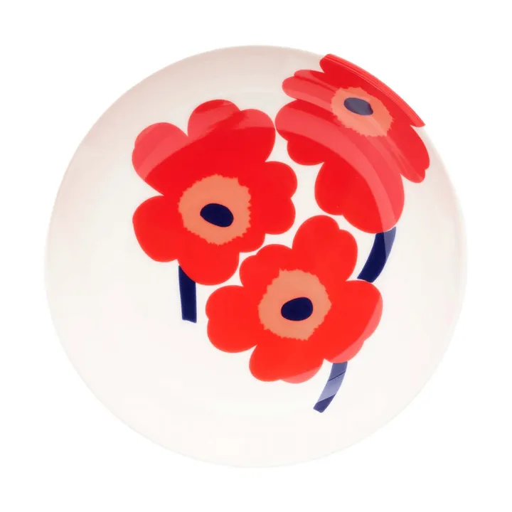 Unikko plato hondo - blanco-rojo-azul - Marimekko