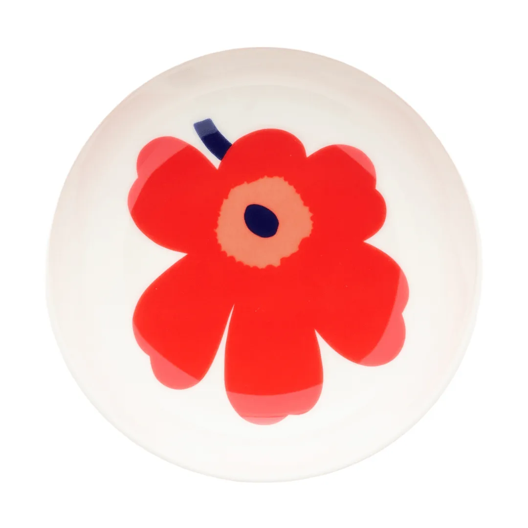 Unikko plato hondo, blanco-rojo-azul Marimekko