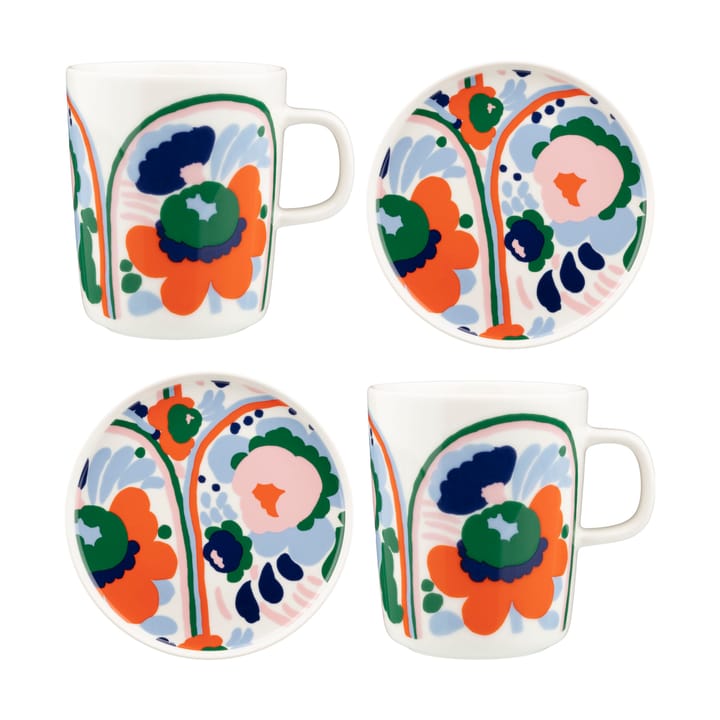 Vajilla Karuselli 4 piezas - White-orange-blue-emerald - Marimekko
