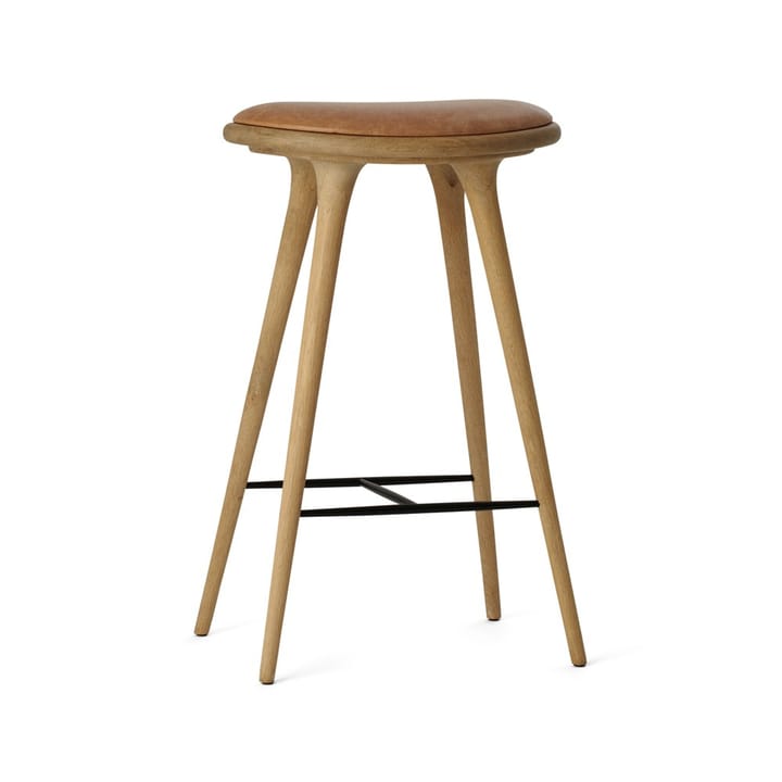 High stool taburete Mater alto 74 cm - piel cruda, base de roble enjabonado - Mater