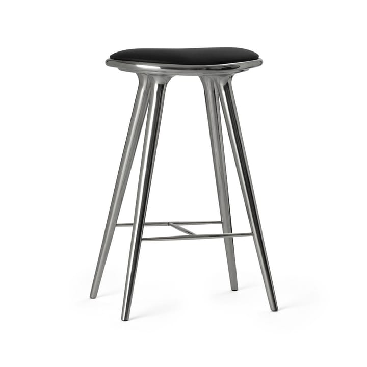 High stool taburete Mater alto 74 cm - piel negra, base de aluminio - Mater