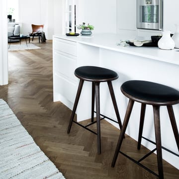 High stool taburete Mater alto 74 cm - piel negra, base de aluminio - Mater