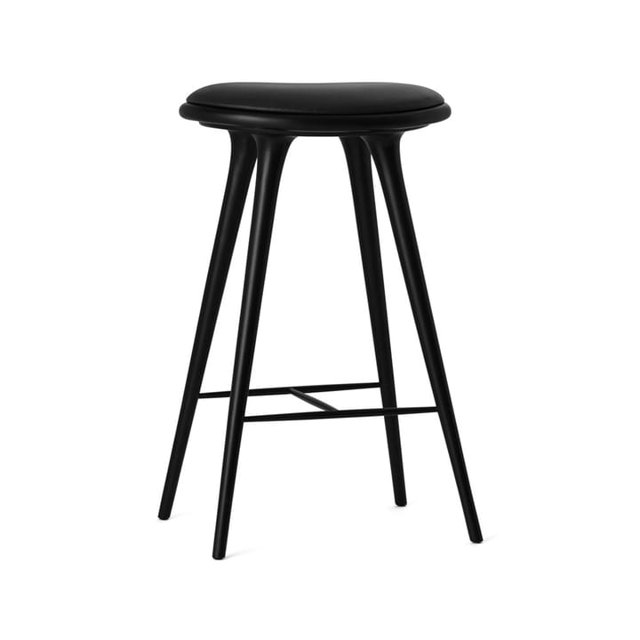 High stool taburete Mater alto 74 cm - piel negra, base de haya teñida negra - Mater