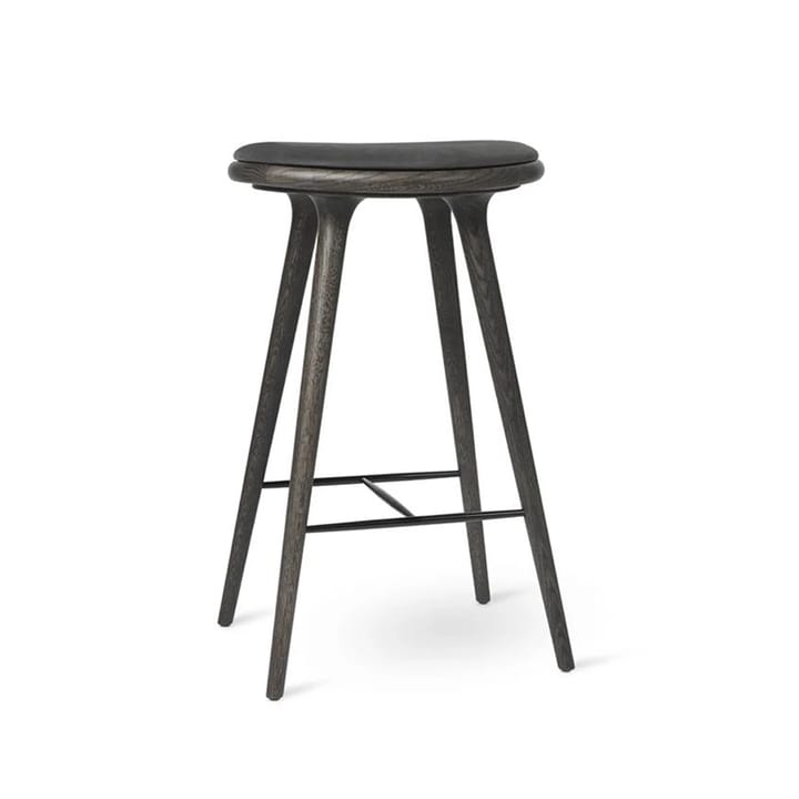 High stool taburete Mater bajo 69 cm - piel negra, roble sirka grey - Mater