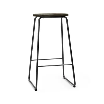 Taburete de bar Earth - Coffee, altura 74, estructura de acero negro - Mater