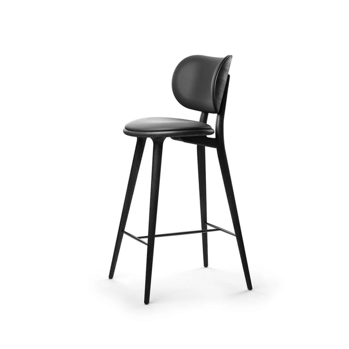 Taburete Mater High Stool Backrest alto - piel negra, base de haya teñida negra - Mater