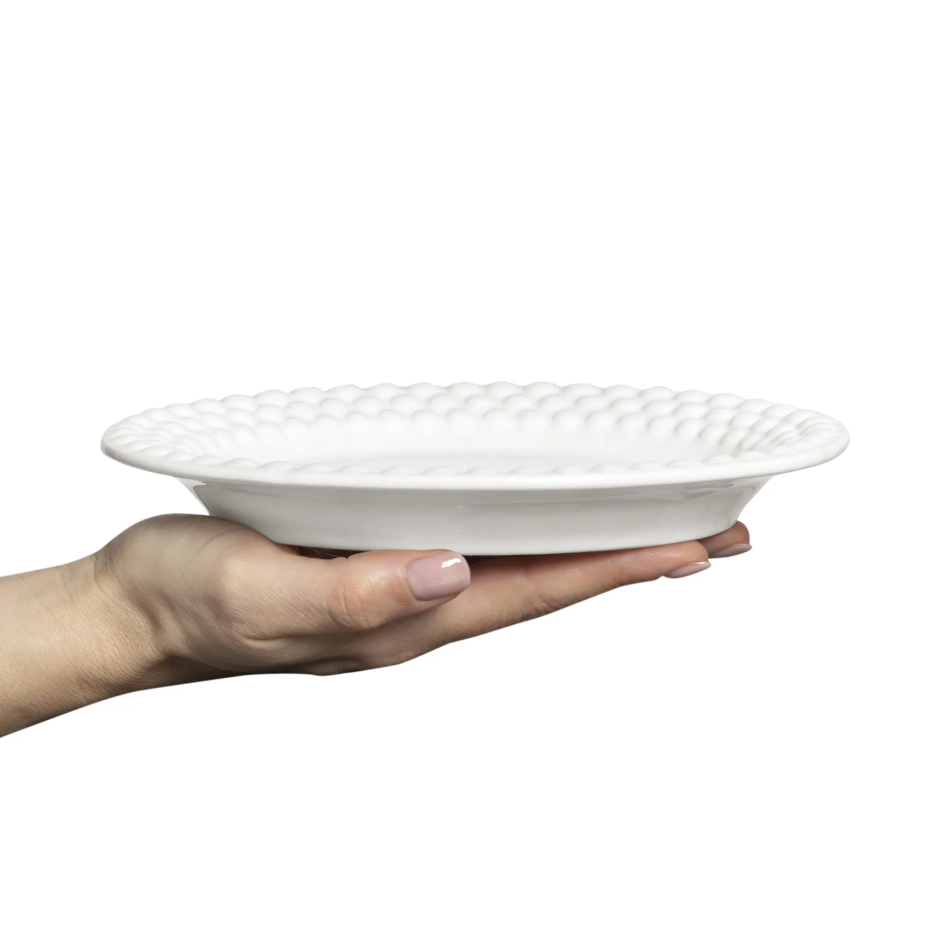Plato Bubbles ovalado 20 cm, blanco Mateus