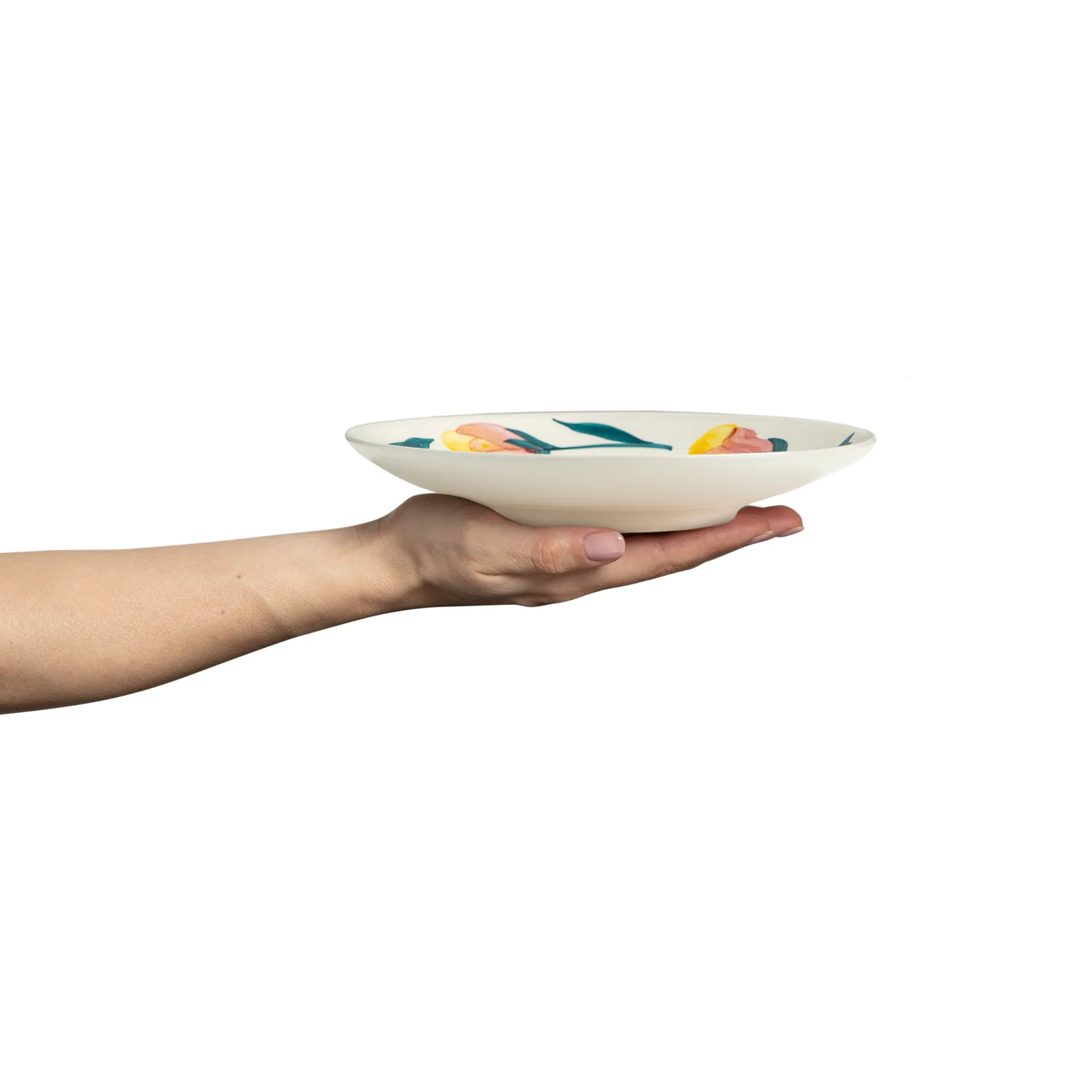 Plato Flowers tulips Ø20 cm, Blanco Mateus