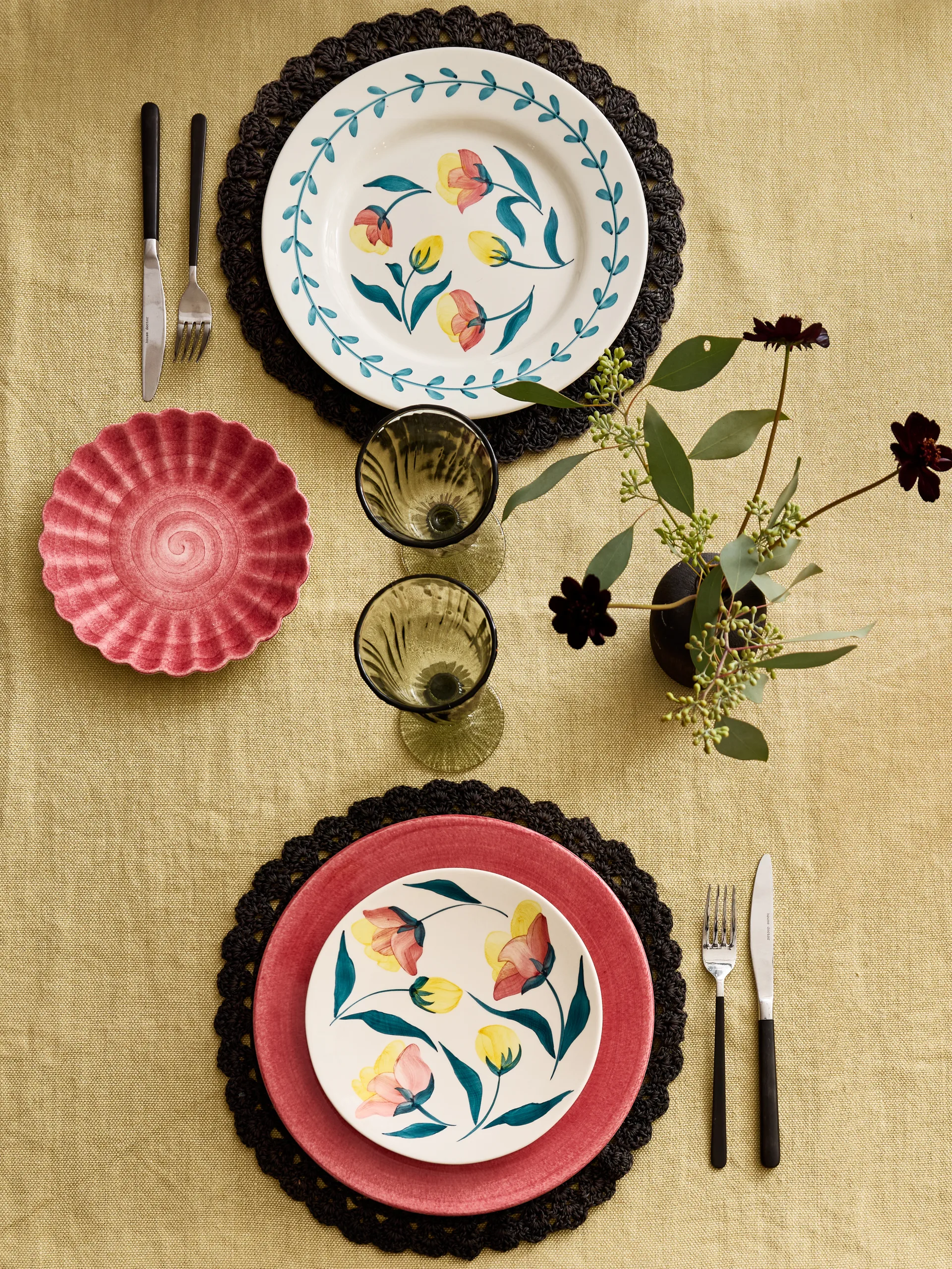 Plato Flowers tulips Ø20 cm, Blanco Mateus