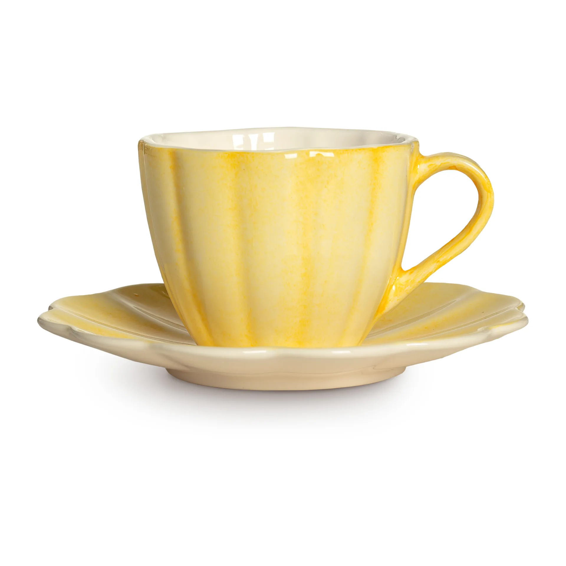 Taza con plato Oyster 25 cl, Amarillo Mateus