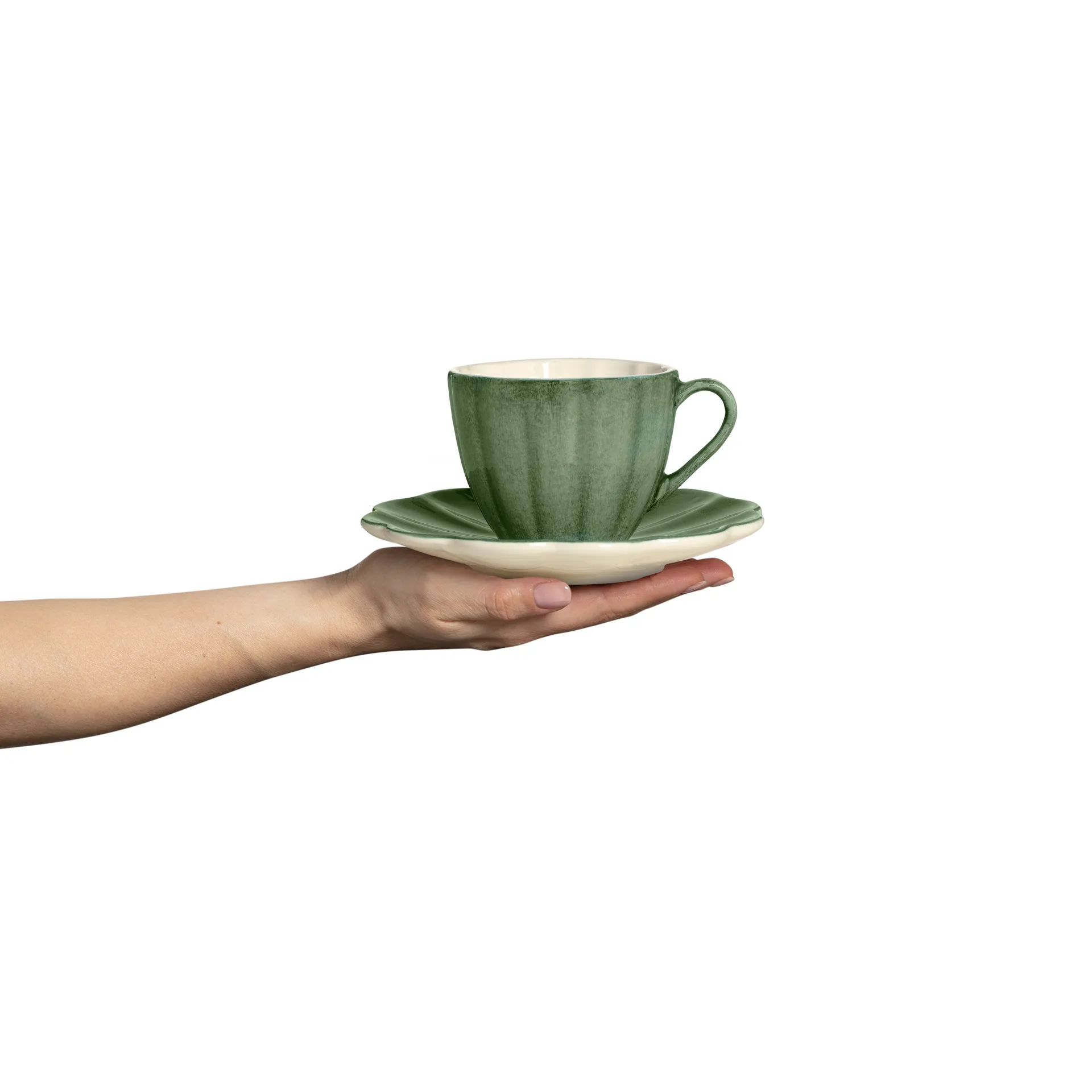 Taza con plato Oyster 25 cl, Forest green Mateus