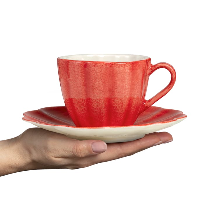 Taza con plato Oyster 25 cl, Rojo Mateus