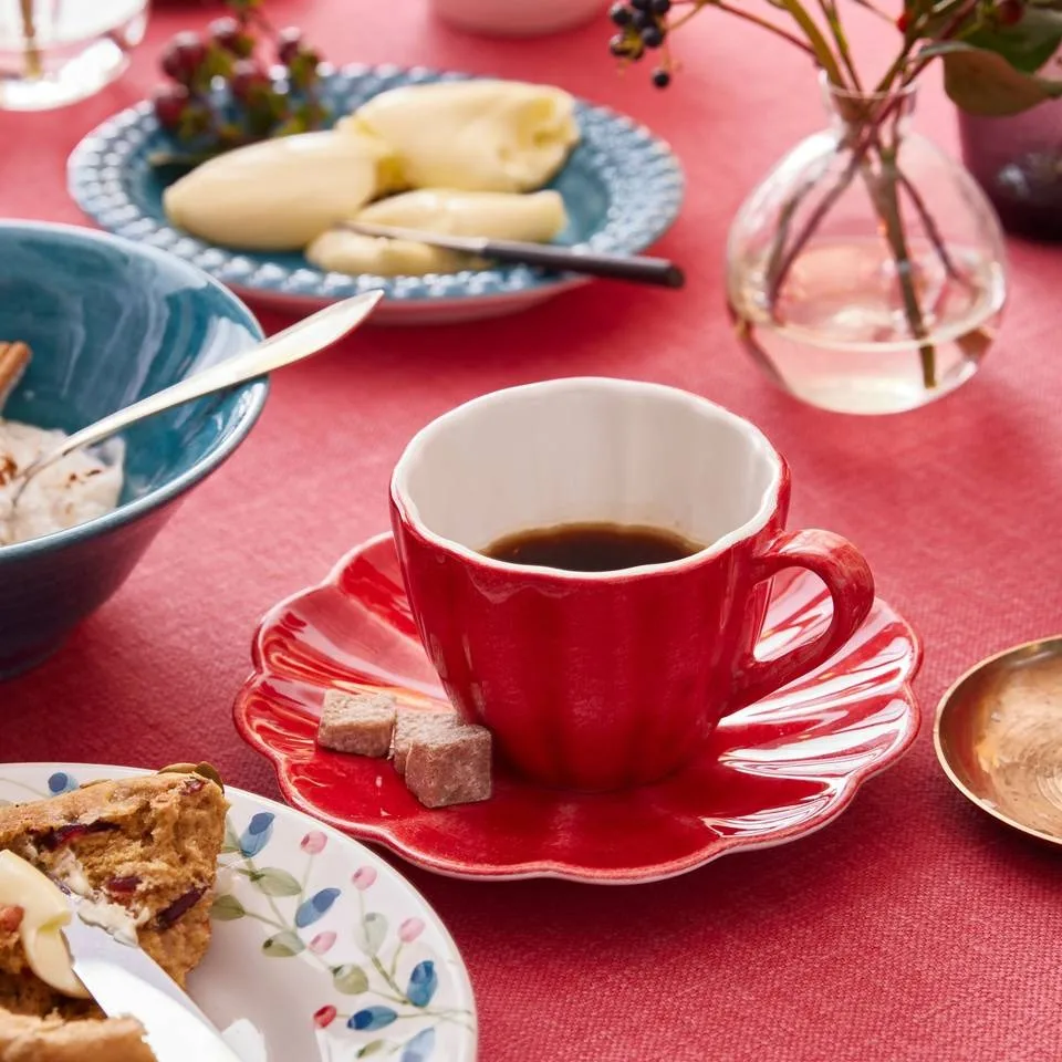 Taza con plato Oyster 25 cl, Rojo Mateus