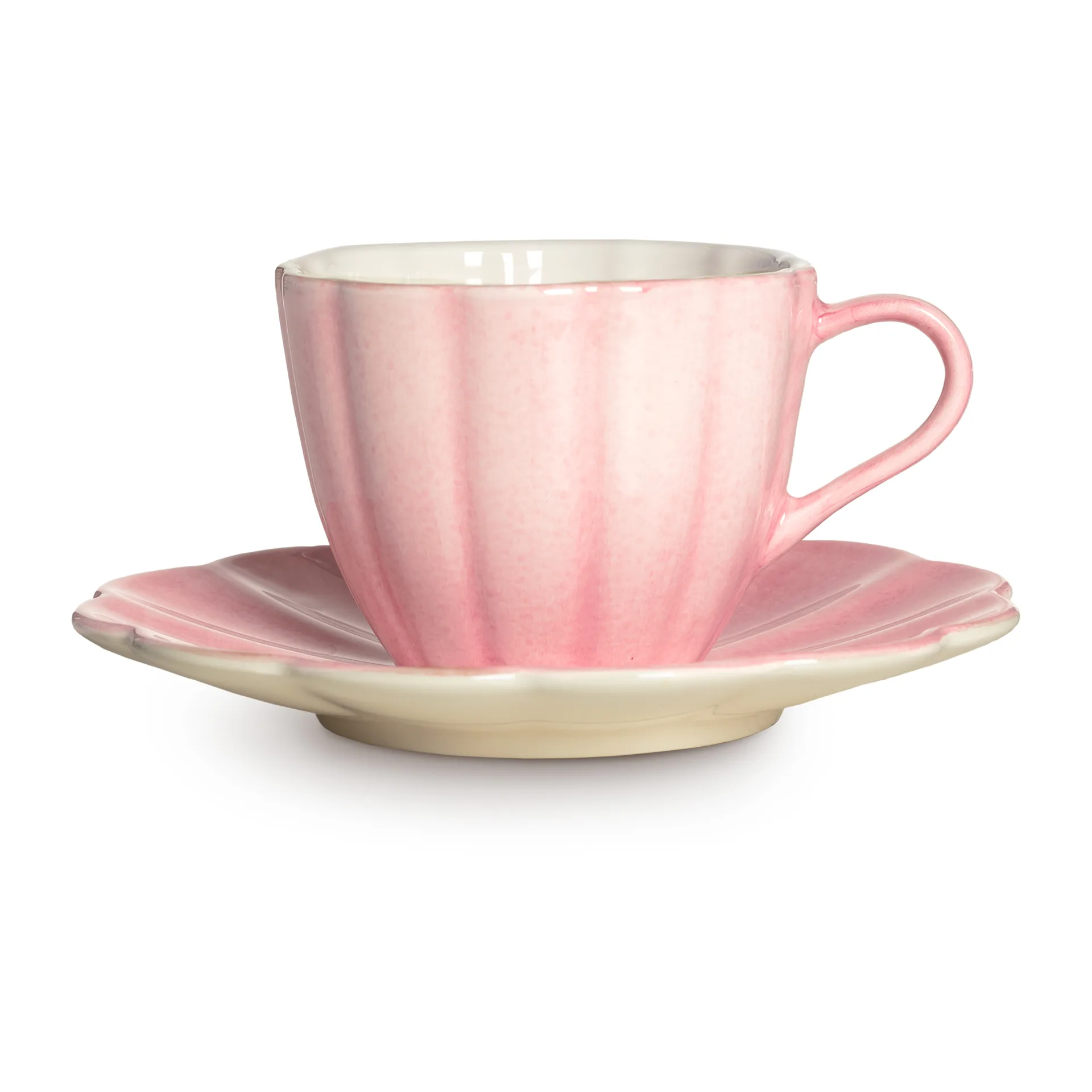 Taza con plato Oyster 25 cl, Rosa claro Mateus