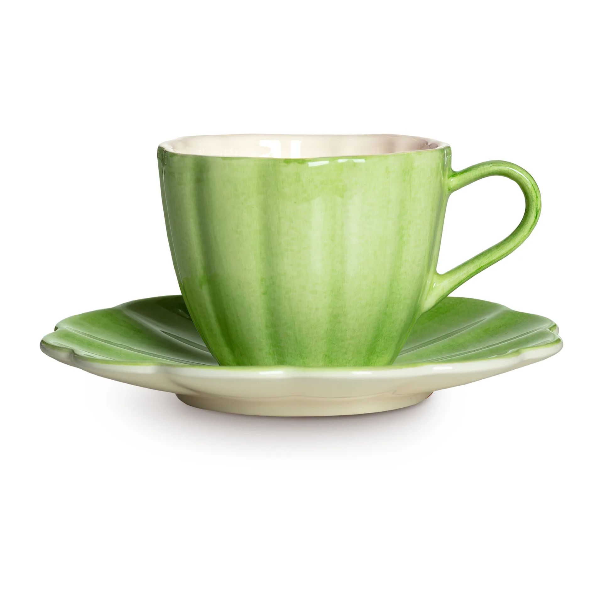 Taza con plato Oyster 25 cl, Verde Mateus
