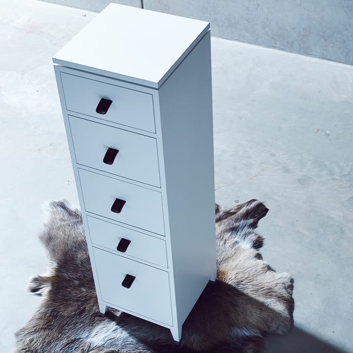 Cómoda Abisko, Blanco, encimera de hormigón, 6 cajones Mavis