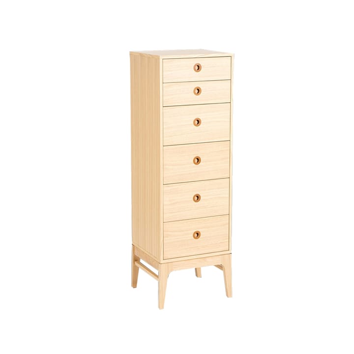 Cómoda Höllviken estrecha - Roble blanqueado, 6 cajones - Mavis