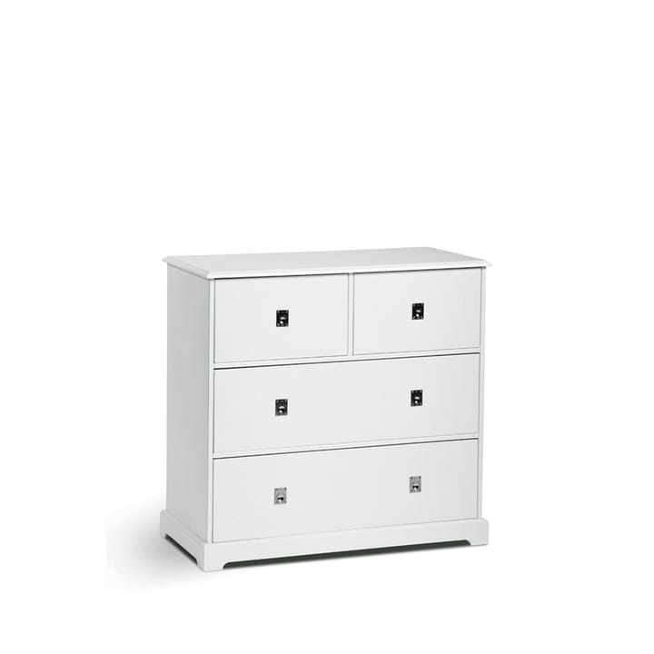 Cómoda Smögen - Blanco, 4 cajones, cromo - Mavis