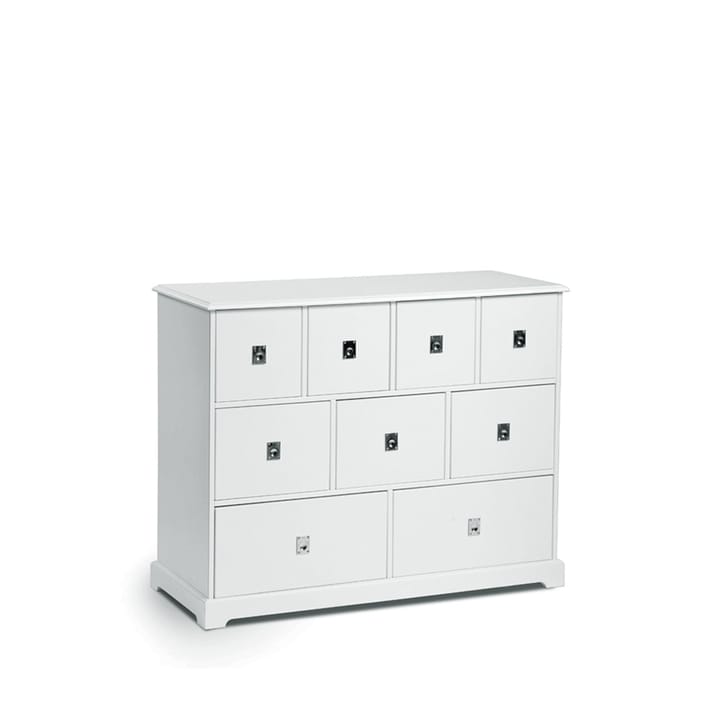 Cómoda Smögen - Blanco, 9 cajones, cromo - Mavis
