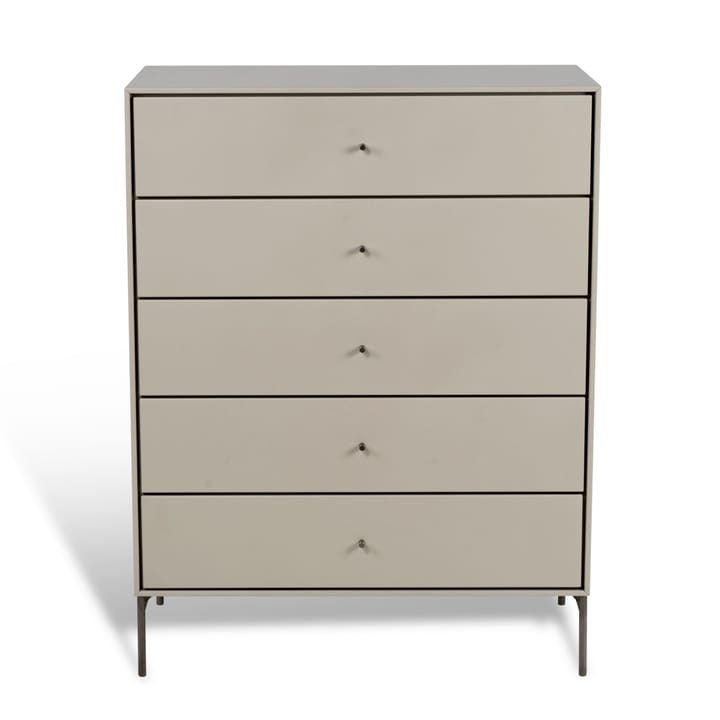 Cómoda Volt 5 cajones beige - Detalles en acero inoxidable - Mavis