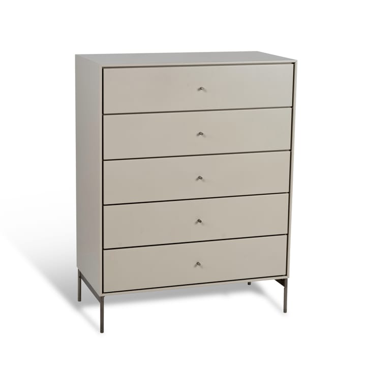 Cómoda Volt 5 cajones beige, Detalles en acero inoxidable Mavis