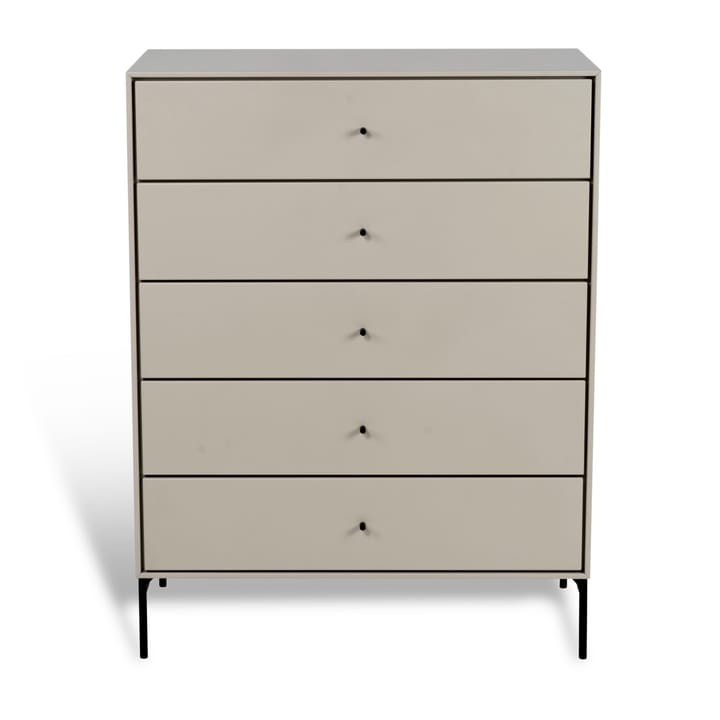 Cómoda Volt 5 cajones beige - Detalles en negro - Mavis