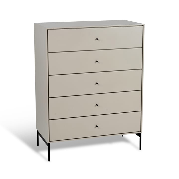 Cómoda Volt 5 cajones beige, Detalles en negro Mavis