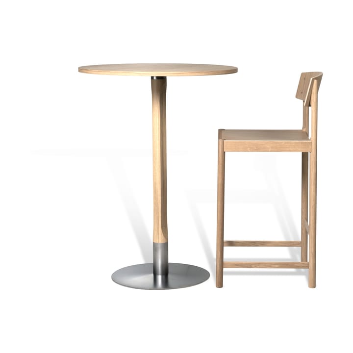 Mesa alta Rod Ø70 cm, Roble mate con acabado blanquecino Mavis
