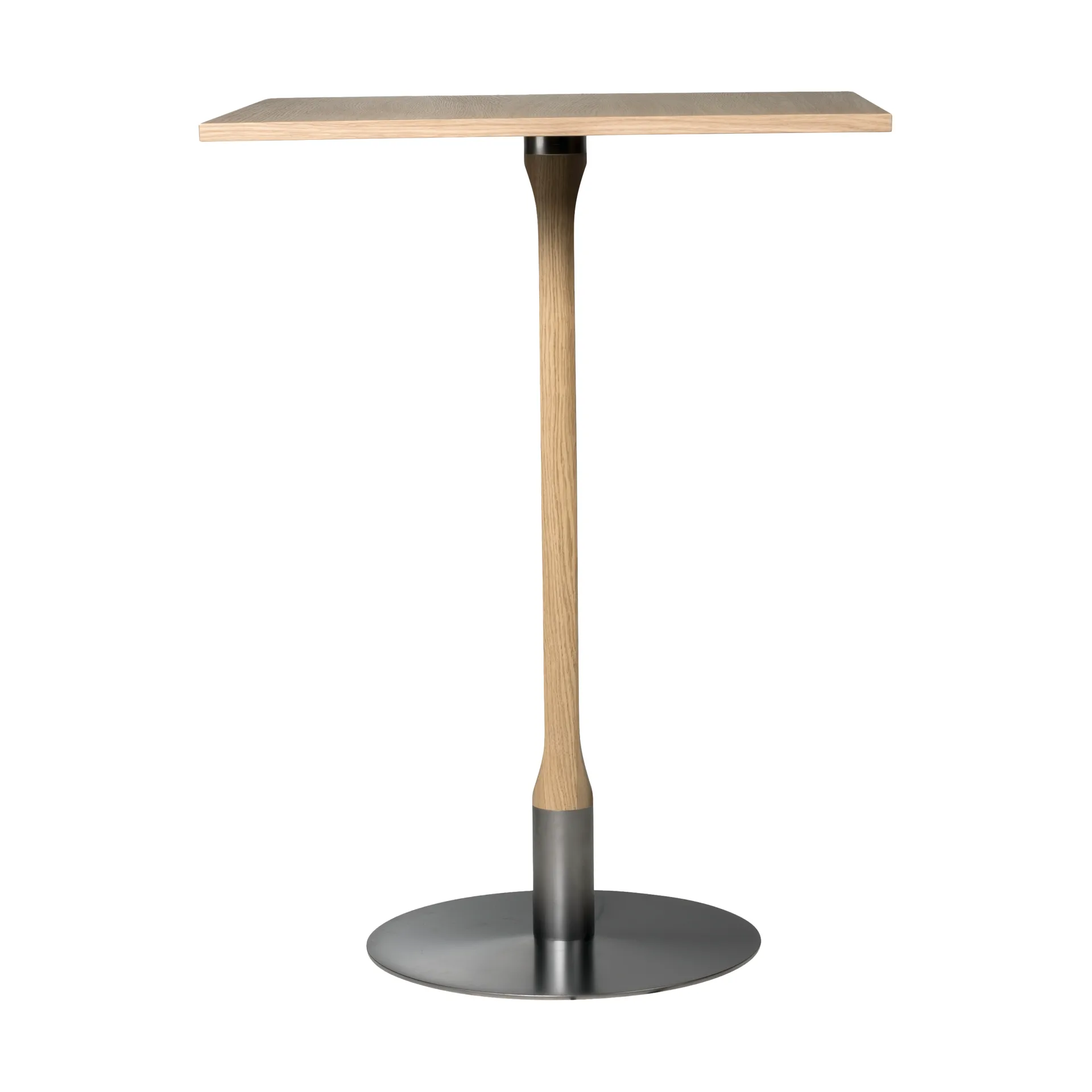 Mesa alta Rod 70x70 cm, Roble mate con acabado blanquecino Mavis