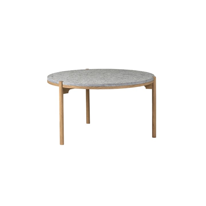 Mesa de centro Dondo roble blanqueado Ø80 cm, Piedra caliza cepillada Mavis