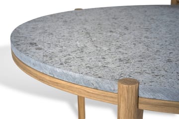 Mesa de centro Dondo roble blanqueado Ø80 cm - Piedra caliza cepillada - Mavis