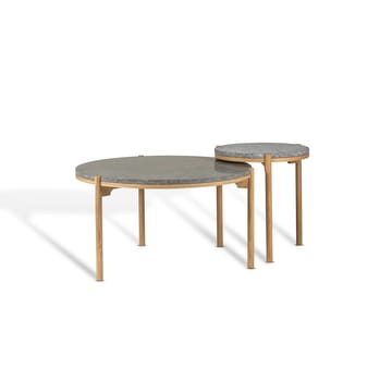 Mesa de centro Dondo roble blanqueado Ø80 cm - Piedra caliza pulida - Mavis