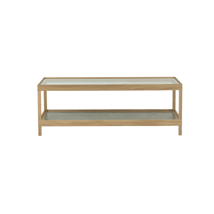 Mesa de centro Ima 125x50 cm - Roble blanqueado con acabado mate , piedra caliza - Mavis