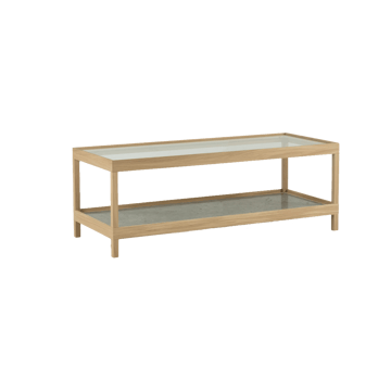 Mesa de centro Ima 125x50 cm - Roble blanqueado con acabado mate , piedra caliza - Mavis