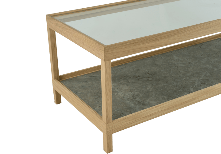 Mesa de centro Ima 125x50 cm, Roble blanqueado con acabado mate , piedra caliza Mavis