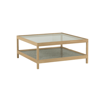 Mesa de centro Ima 90x90 cm - Roble blanqueado con acabado mate , piedra caliza - Mavis