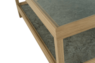 Mesa de centro Ima 90x90 cm - Roble blanqueado con acabado mate , piedra caliza - Mavis