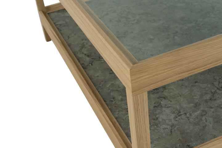 Mesa de centro Ima 90x90 cm, Roble blanqueado con acabado mate , piedra caliza Mavis