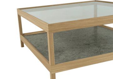 Mesa de centro Ima 90x90 cm - Roble blanqueado con acabado mate , piedra caliza - Mavis