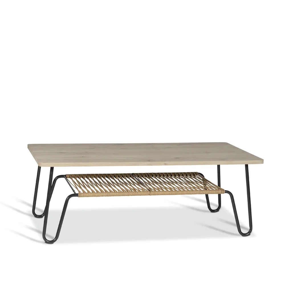 Mesa de centro Marcel, Roble rústico enjabonado, 140x70 Mavis