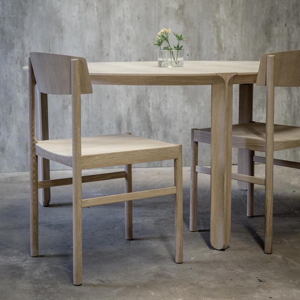 Mesa de comedor Amor redonda, Roble con aceite duro de cera blanco Mavis