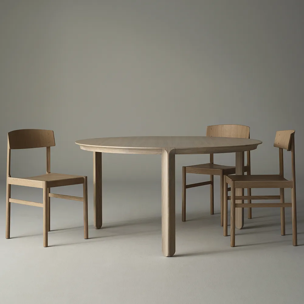 Mesa de comedor Amor redonda, Roble con aceite duro de cera blanco Mavis