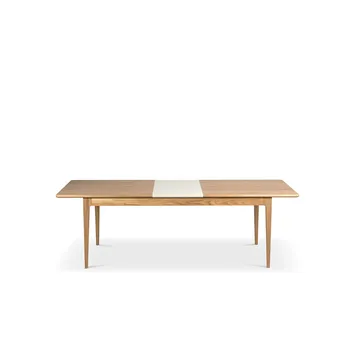 Mesa de comedor Höllviken - Roble blanqueado con laca mate - 1 extensión - MDF beige de 50 cm - Mavis