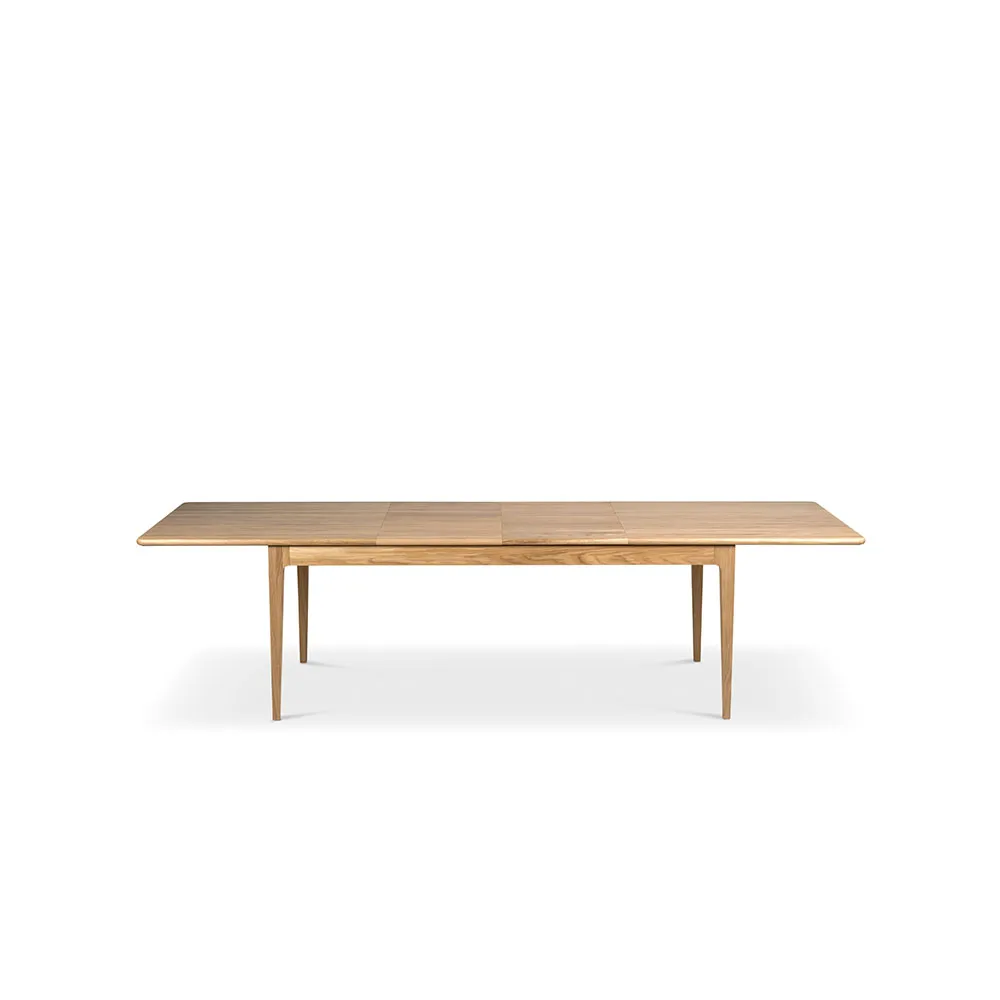 Mesa de comedor Höllviken, Roble blanqueado con laca mate -2 extensiones -roble de 50 cm cada una Mavis