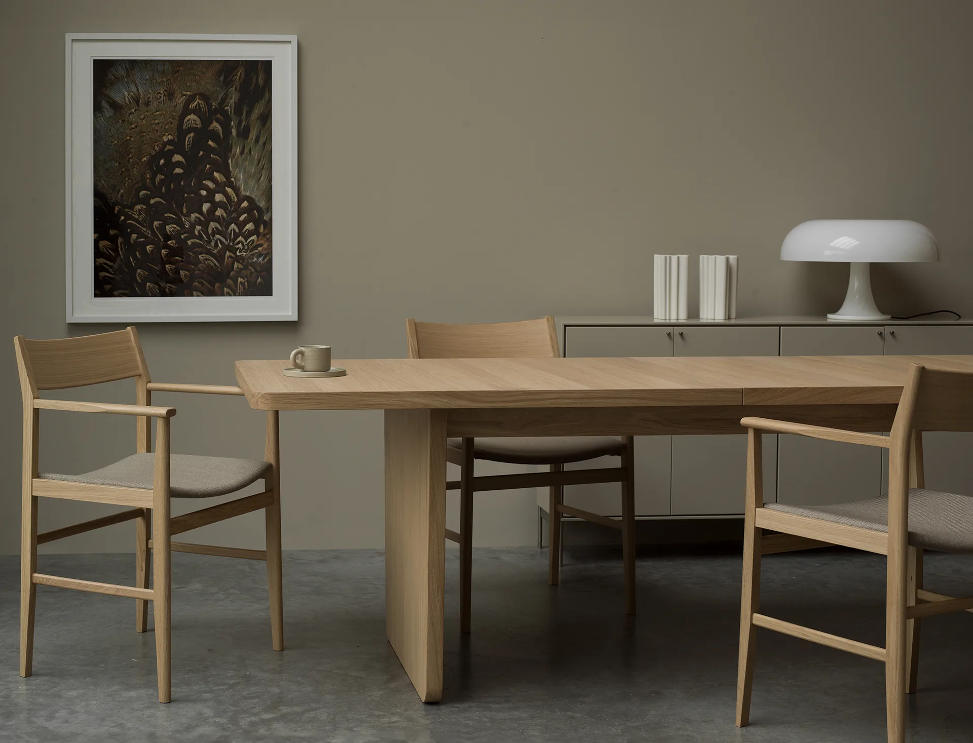 Mesa de comedor Vaud, Roble blanqueado, 2 extensiones Mavis