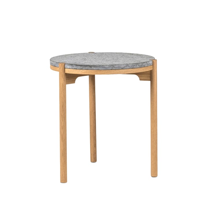 Mesita auxiliar Dondo roble blanqueado Ø45 cm - Piedra caliza cepillada - Mavis