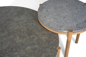 Mesita auxiliar Dondo roble blanqueado Ø45 cm - Piedra caliza cepillada - Mavis