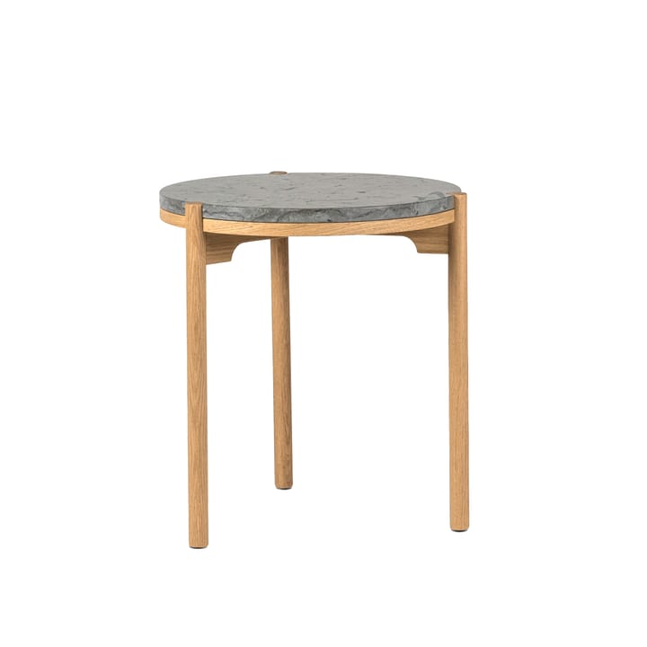 Mesita auxiliar Dondo roble blanqueado Ø45 cm - Piedra caliza pulida - Mavis