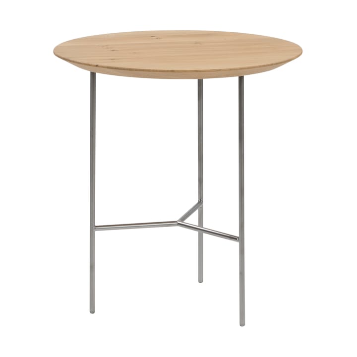 Mesita auxiliar Tribeca - Roble lacado, patas cromadas en satinado, ø47 cm - Mavis