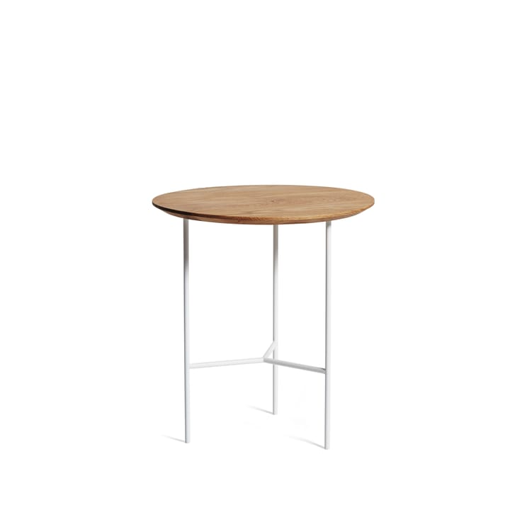 Mesita auxiliar Tribeca - Roble rústico aceitado, patas blancas, ø47 cm - Mavis
